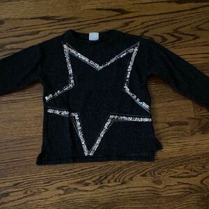 Zara Black Long Sleeve Tee with Silver Star